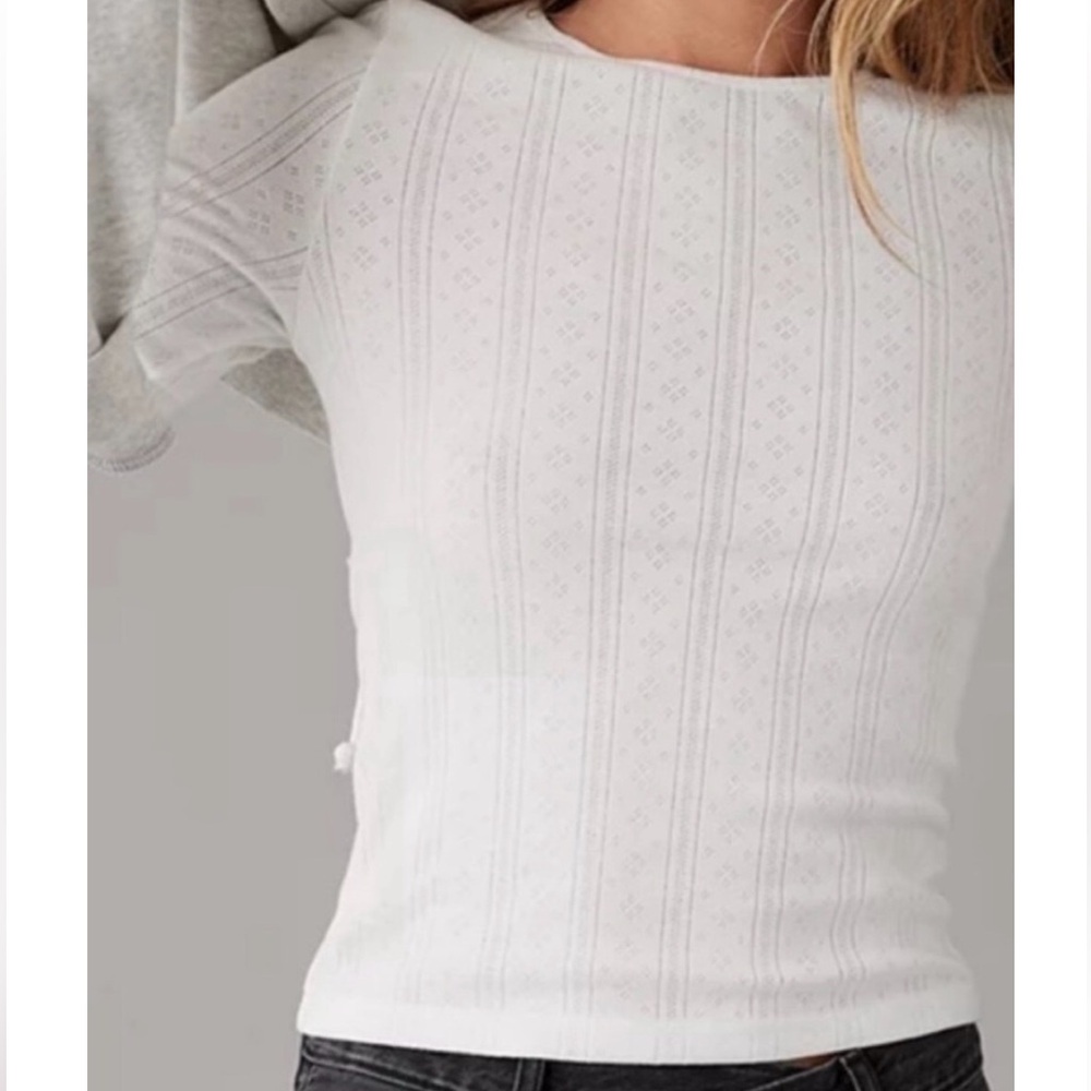AE - Grey Hey Baby Pointelle Top